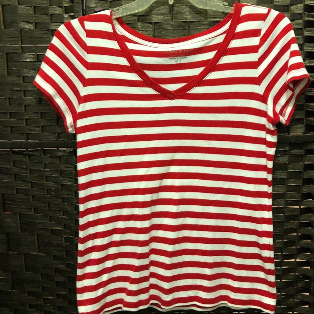 🛍5 for $20👚 Mac & Jac Red and White Striped Shirt